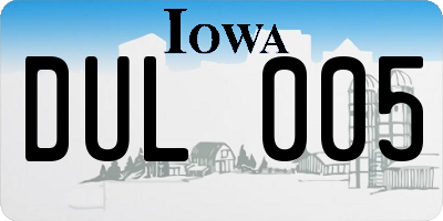 IA license plate DUL005