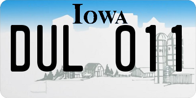 IA license plate DUL011