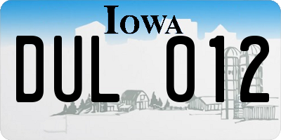 IA license plate DUL012