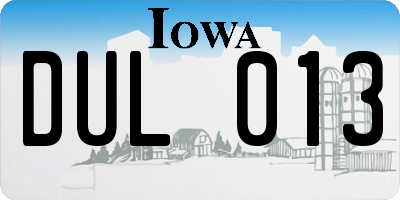 IA license plate DUL013