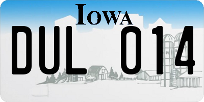 IA license plate DUL014