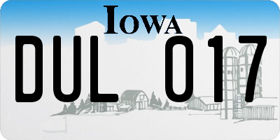 IA license plate DUL017