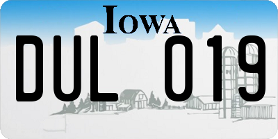 IA license plate DUL019