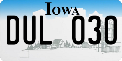 IA license plate DUL030