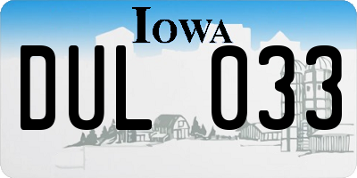 IA license plate DUL033