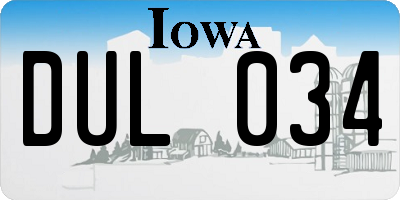 IA license plate DUL034