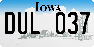 IA license plate DUL037