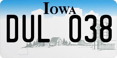 IA license plate DUL038