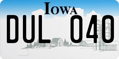 IA license plate DUL040