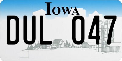 IA license plate DUL047