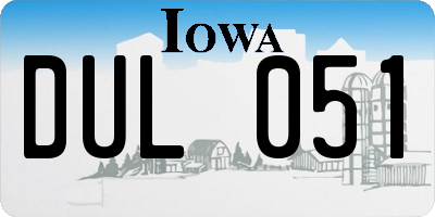IA license plate DUL051