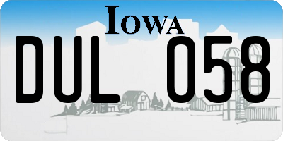 IA license plate DUL058