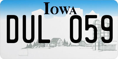 IA license plate DUL059