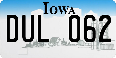 IA license plate DUL062