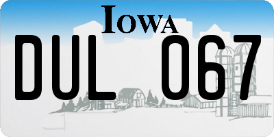 IA license plate DUL067
