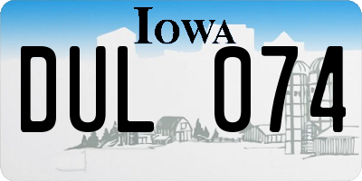 IA license plate DUL074
