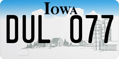 IA license plate DUL077