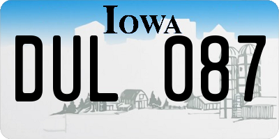 IA license plate DUL087