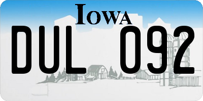 IA license plate DUL092