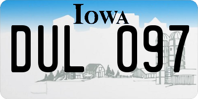 IA license plate DUL097