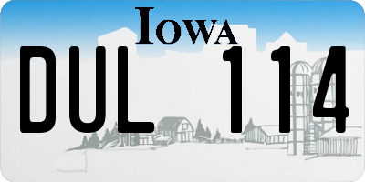 IA license plate DUL114