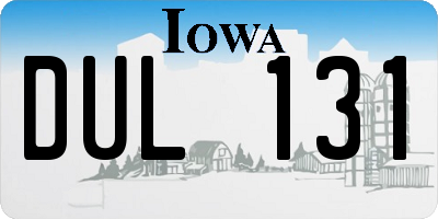 IA license plate DUL131