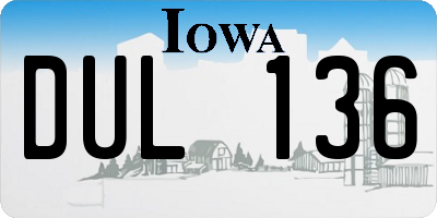 IA license plate DUL136