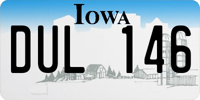 IA license plate DUL146