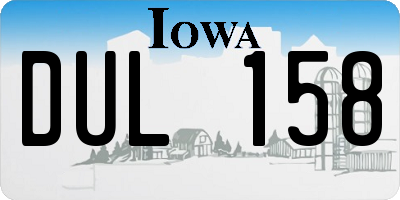 IA license plate DUL158
