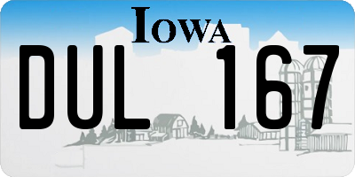 IA license plate DUL167