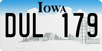 IA license plate DUL179