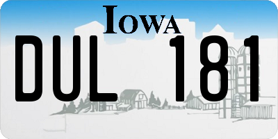 IA license plate DUL181