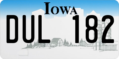 IA license plate DUL182
