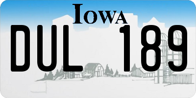 IA license plate DUL189