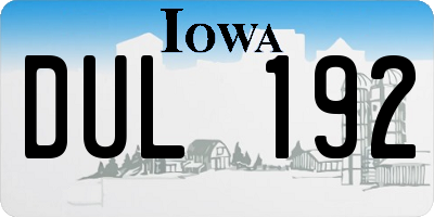 IA license plate DUL192