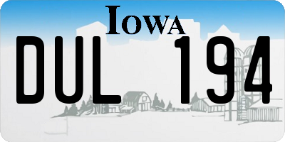 IA license plate DUL194