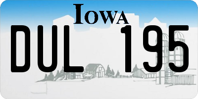 IA license plate DUL195