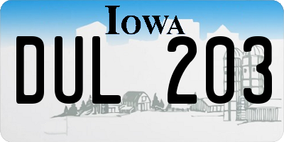 IA license plate DUL203