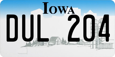 IA license plate DUL204
