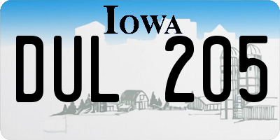 IA license plate DUL205