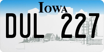 IA license plate DUL227