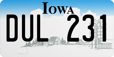 IA license plate DUL231