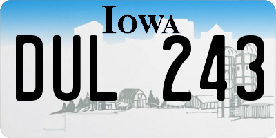 IA license plate DUL243