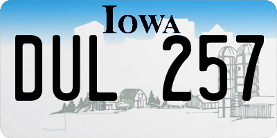 IA license plate DUL257