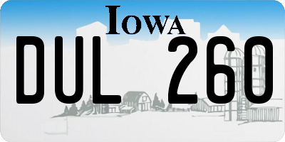 IA license plate DUL260