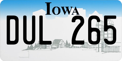 IA license plate DUL265