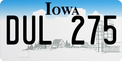 IA license plate DUL275