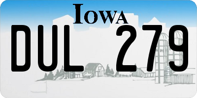 IA license plate DUL279