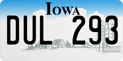 IA license plate DUL293