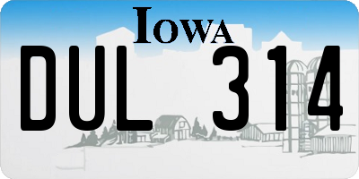IA license plate DUL314
